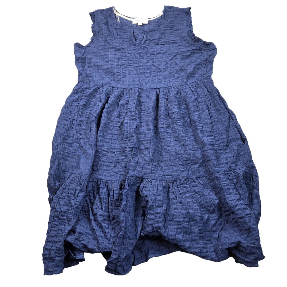 Nurture By Westbound Dress Womens XL Blue Crinkle Tiered Sleeveless Boho